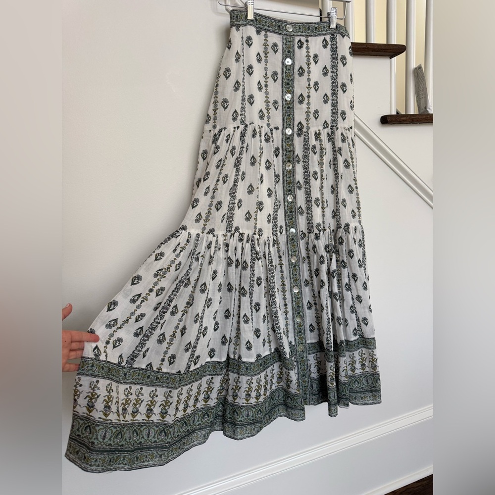 Veronica Beard Sundance Tiered Printed Ramie Maxi Skirt – Size 4 – Boho Floral - Picture 7 of 14